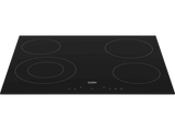 Placa vitrocerámica - Beko HIC 64402E, 4 zonas, Zona grande 21 cm, Control táctil, Doble zona, 58 cm, Negro