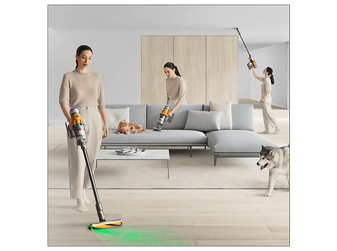 Aspirador escoba - Dyson V12 Detect™ Slim Absolute, Potencia succión 150 AW, Inteligente y Ligero, 60 min, Pantalla LCD, Tecnología Láser