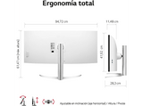 Monitor - LG 40WP95CP, 39.7, 5.120 x 2.160 píxeles, 5 ms, 72 Hz, HDMI x2, DisplayPort x2, Blanco