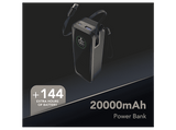 Powerbank - CellularLine Roller, 20000 mAh, Carga rápida, 65 W, 144 horas, USB-C, USAB-A, Negro