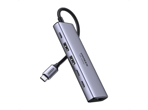 Hub - Ugreen UGR35999, 2x USB-C, 2x USB-A, 1x HDMI, 1x PD100W, 6 en 1, Gris