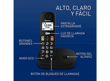 Teléfono - Panasonic KX-TGU112, Duo, Pantalla Retroiluminada, Botones Grandes, Compatible con Audífonos, Negro