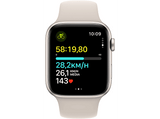 APPLE Watch SE (2023), GPS, 44 mm, Caja de aluminio blanco estrella, Vidrio delantero Ion-X, Talla S/M, Correa deportiva blanco estrella
