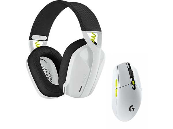 Auriculares gaming - Combo LogitechG G435 SE + Ratón gaming G305 SE LIGHTSPEED, Bluetooth/USB, PC/Mac, PS/Nintendo, Multiplataforma, Micrófono, Blanco