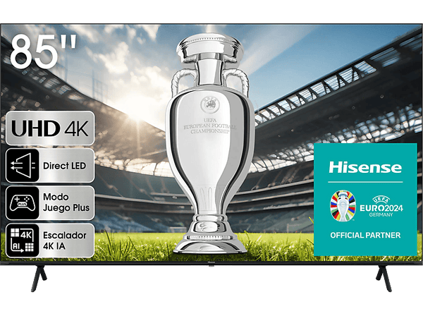 TV LED 85" - Hisense 85A6K, UHD 4K, Dolby Visión HDR, DTS Virtual X, Modo deporte, Negro