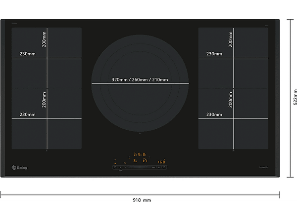 Placa de inducción - Balay 3EB999LH, 3 zone(s) zonas, 918 mm, Negro