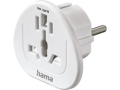 Adaptador enchufe - Hama Universal World, Tipo E, F y 3 pin, Blanco