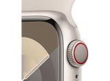 Apple Watch Series 9 (2023), GPS+CELL, 41 mm, Gesto de doble toque, Caja de aluminio blanco estrella, Correa deportiva blanco estrella, Talla S/M