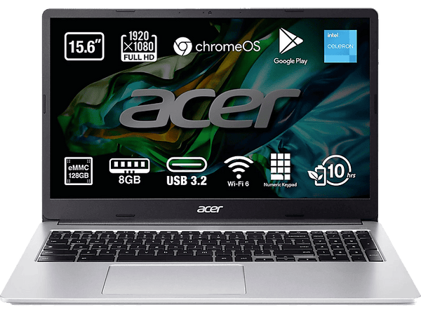 REACONDICIONADO Seminuevo Muy bueno Portátil - Acer Chromebook CB315-4H-C4BQ, 15.6" Full HD, Intel® Celeron® N4500, 8GB RAM, 128GB eMMC, Intel® UHD Graphics, Google Chrome OS