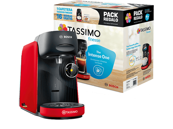 Cafetera de cápsulas - Bosch TAS16B3C1, 0.7 l, 3.3 bar, 1400 W, 1 x Pack Tassimo regalo, Rojo