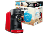 Cafetera de cápsulas - Bosch TAS16B3C1, 0.7 l, 3.3 bar, 1400 W, 1 x Pack Tassimo regalo, Rojo