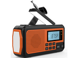 Radio portátil - NK FA350044, Altavoz 3W, Linterna, ABS, AM/FM/SW, DC5V 2A/Panel solar/Baterías AAA, Pantalla LCD, Naranja