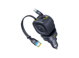 Cargador coche - Baseus PrimeTrip VR2 Max, Universal, Tipo C y USB, Sistema retráctil magnético, Carga rápida multidispositivo, Giro 450º, 100W, Negro