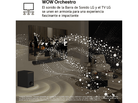 Barra de sonido - LG S80TY, Bluetooth, 480 W, 3.1.3 canales con subwoofer, Dolby Atmos y DTS, Negro