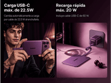 Powerbank - Baseus Picogo Air AM71, 5000 mAh, 22,5W, Carga inalámbrica 15W, USB-C, Ultrafina, Certificado CCC, Dark Cherry