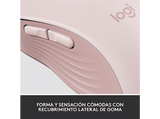 Ratón inalámbrico - Logitech Signature M650, Para manos grandes, Bluetooth, Accesos directos, Personalizable, Bluetooth, USB, Rosa