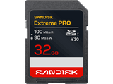 Tarjeta SD - SANDISK Extreme PRO, 32 GB, Hasta 100 MB/s lectura, UHS-I, V30, U3, Vídeos 4K y Full HD, Negro