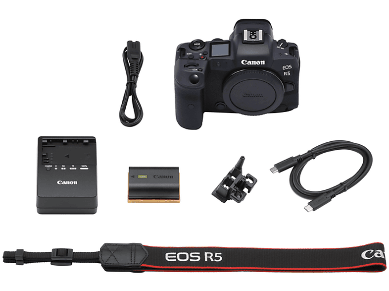 Cámara EVIL - Canon EOS R5, Cuerpo, 45 megapixel, CMOS, 8 cm, Digic X, WiFi, Vídeo 8K, Negro