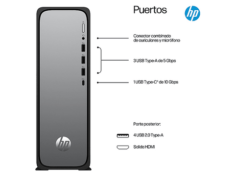 PC sobremesa - HP OmniDesk Slim S03-0027ns, Intel® Core™ i5-13400, 8 GB RAM, 512 GB SSD, Windows 11 Home, Plata