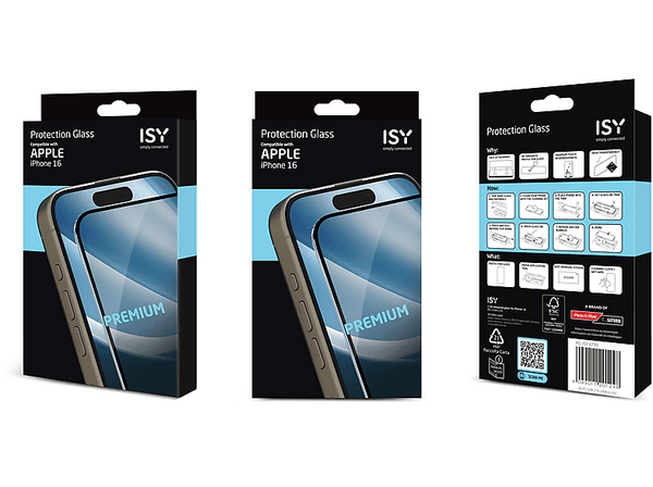 Protector pantalla - Isy IPG 5198-2.5D, Compatible con iPhone 16, Cristal templado, Transparente