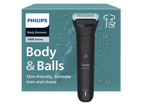 Afeitadora corporal - Philips BG5475/15, 3 Peines-guía bidireccionales (2, 3 o 5 mm), Cepillo de limpieza y Accesorio plegable trasero, 100min, Negro