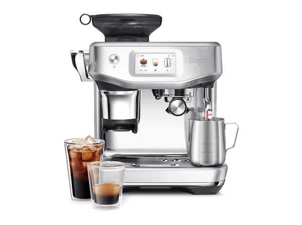 Cafetera express - Sage Barista Touch Impress, 9 bar, 1700 W, 2L, 2 Tazas, Con Extracción en Frío, Acero inoxidable cepillado