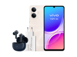 Móvil - vivo Y21 5G, Champagne Gold, 256GB, 4GB RAM, 6.74 1200 nit, MediaTek Dimensity 6300, 6500mAh + Auriculares TWS 3e + Cargador FlashCharger 44W