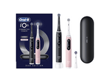 Cepillo eléctrico -  Oral-B iO 6s, Pack doble,  5 modos, Seguimiento con app, Pantalla interactiva, Sensor de presión, Estuche de viaje, Negro y rosa