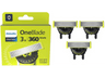 Recambio para afeitadora - PHILIPS One Blade QP430_50, x3 cuchillas flexibles 360 grados, uso en cara y cuerpo, recorta, perfila y afeita