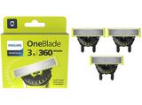 Recambio para afeitadora - PHILIPS One Blade QP430_50, x3 cuchillas flexibles 360 grados, uso en cara y cuerpo, recorta, perfila y afeita