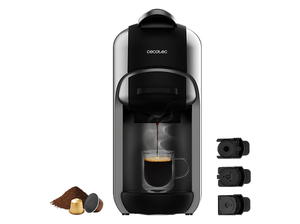Cafetera de cápsulas - Cecotec FreeStyle Compact, 19 bar, 0.6 l, 1450 W, Plateado/Negro