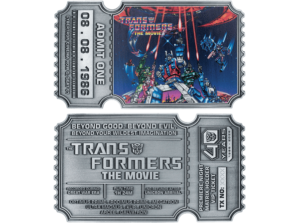 Accesorio - FaNaTtik Transformers: The Movie. Limited Edition 40th Anniversary Metal Replica Movie Ticket