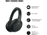 Auriculares inalámbricos - Sony WH-1000XM4C, Noise Cancelling, 34h, Hi-Res, HD Noise Cancelling Processor QN1, Conexión multipunto, iOS/Android, Negro
