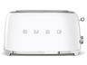 Tostadora - Smeg TSF02WHEU, 1500W, 4 rebanadas, 6 niveles, Función descongelar y bagel, Vintage, Blanco