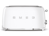 Tostadora - Smeg TSF02WHEU, 1500W, 4 rebanadas, 6 niveles, Función descongelar y bagel, Vintage, Blanco