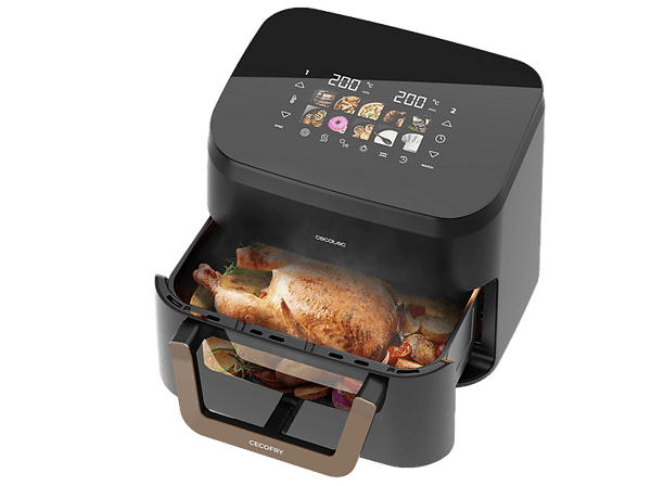Freidora de aire - Cecotec Cecofry&Grill Smokin' 11000, 2900 W, 11 L, Triple grill, Ahumador, Temperatura dual, Negro