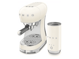 Cafetera express - Smeg ECF12CREU, 15 bar, 1350 W, 2 Tazas, Incluye Espumador de leche, Sistema de calentamiento Thermoblock, Crema