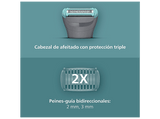 Afeitadora corporal - Philips BG3480/15, Triple Protect, Cuerpo y Zonas Íntimas, Recorta y Afeita, Peines 2 y 3mm, Afeitado 0,2 mm, 80min, Seco/Mojado