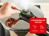Olla express - Tefal Secure Trendy P2580400, 4 L, 2 funciones, Acero inoxidable, Verde