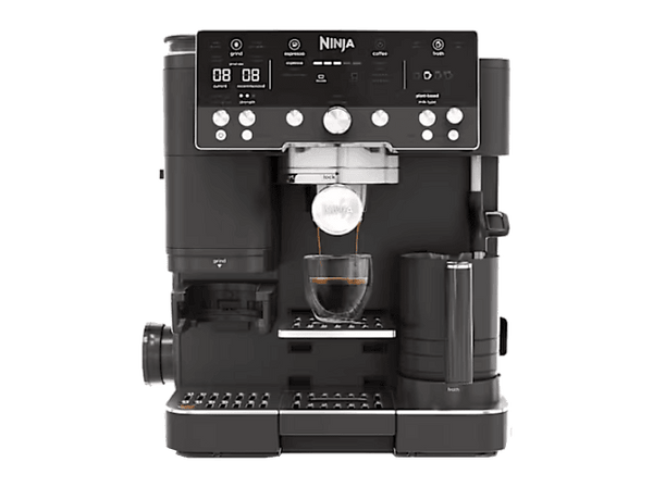 Cafetera express - Ninja Luxe Café Premier ES601EU, 9 bar, 1650W, 2 Tazas, Capacidad del depósito 2L, Capacidad de café en grano 250g, Negro
