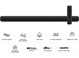 Barra de sonido - TCL S45HE, 100 W, Dolby Atmos, 2.0 Canales, 5 teclas táctiles, LED, Titanio Oscuro