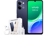 vivo Y21, Negro, 128 GB, 4 GB RAM, 5G, 6.74 HD+, MediaTek Dimensity 6300, 6.500 mAh + Cargador vivo 44W FlashCharger + Auriculares vivo Buds Air3