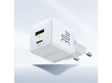Cargador de pared - Baseus PALM, 30W, USB y Tipo-C, Kit con cable Tipo-C de 100 cm, Universal, Blanco