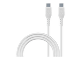 Cable USB - CellularLine USBDATA100C2C5A2MW, USB-C - USB-C, 2 m, 100W, 5A, Carga Rápida, Blanco