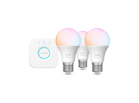 Kit de iluminación inteligente - Philips Essencial Kit 3x E27 + Bridge, LED, Blanco