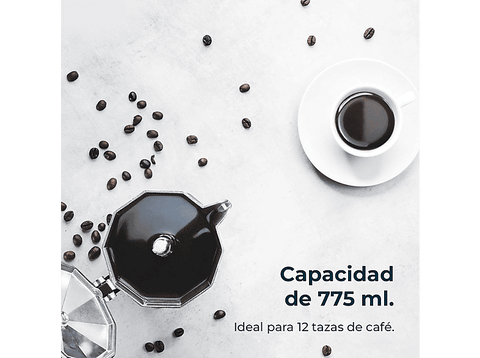 Cafetera tradicional - Cecotec Mokclassic 1200 Black, 12 tazas, 750 ml, Aluminio fundido, Black