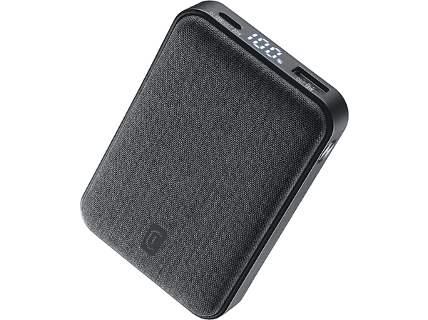 Powerbank - CellularLine GLAM, 10000 mAh, 20W, USB A + Tipo C, Negro