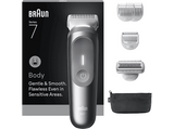 Afeitadora corporal - Braun BodyGroomer Series 7 BG7550, +4 cabezales y peines de rasurado y 2 accesorios, Afeita Y Recorta, Wet&Dry, Gris