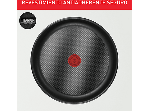 Set de sartenes - Tefal L8813S Ingenio, 2 unidades, 22/26 cm, Mango extraíble, Revestimiento titanio antiadherente, Indicador de calor, Acero Inox