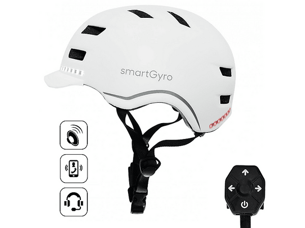 Casco - smartGyro Helmet PRO, Talla M/L, Altavoces Incorporados, Manos libres, Micrófono, Blanco